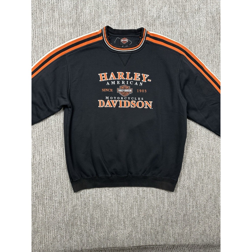 Harley-Davidson Men's XL Black Pullover Crewneck Logo Sweatshirt Embroidered